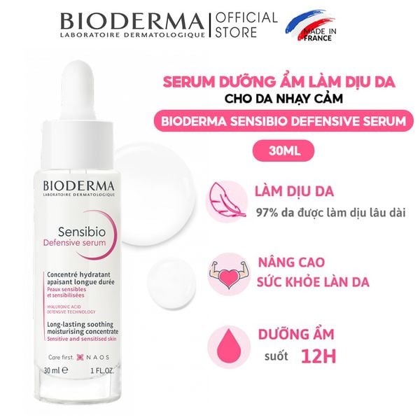  Serum Bioderma Dưỡng Ẩm, Làm Dịu Cho Da Nhạy Cảm Sensibio Defensive Serum 30ml 