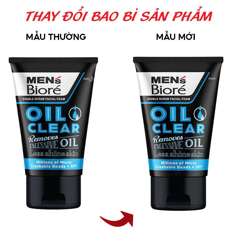 Sữa Rửa Mặt Chứa Hạt Tác Động Kép Men's Bioré Double Scrub Facial Foam 100g