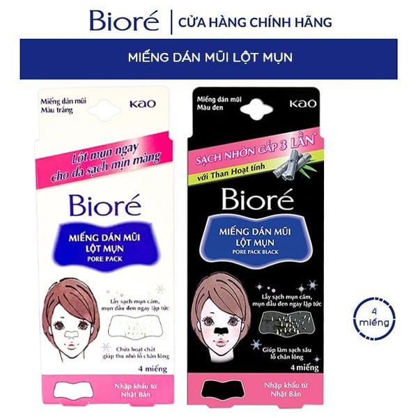 [Hộp 4 Miếng] Bioré Miếng Dán Mũi Lột Mụn