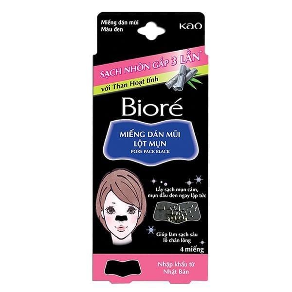 [Hộp 4 Miếng] Miếng Dán Mũi Lột Mụn Bioré Pore Pack Black