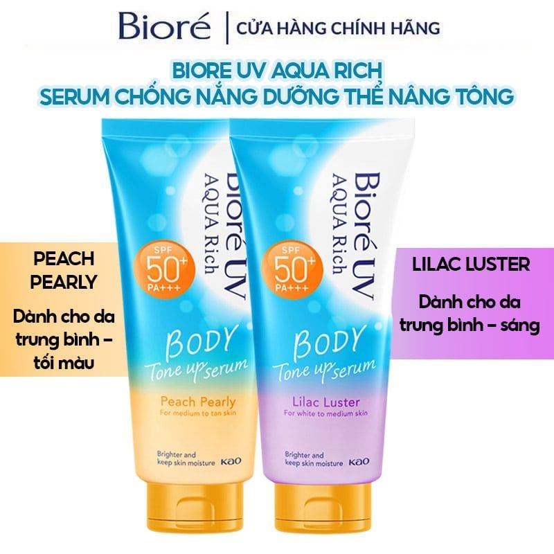 Serum Chống Nắng Dưỡng Thể Bioré Nâng Tông UV Aqua Rich Body Tone Up Serum SPF50+/PA+++ 130ml