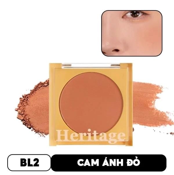 Phấn Má Hồng Merzy Dạng Nén Kiềm Dầu, Lâu Trôi The Heritage Blusher #BL2 TERRA COTTA