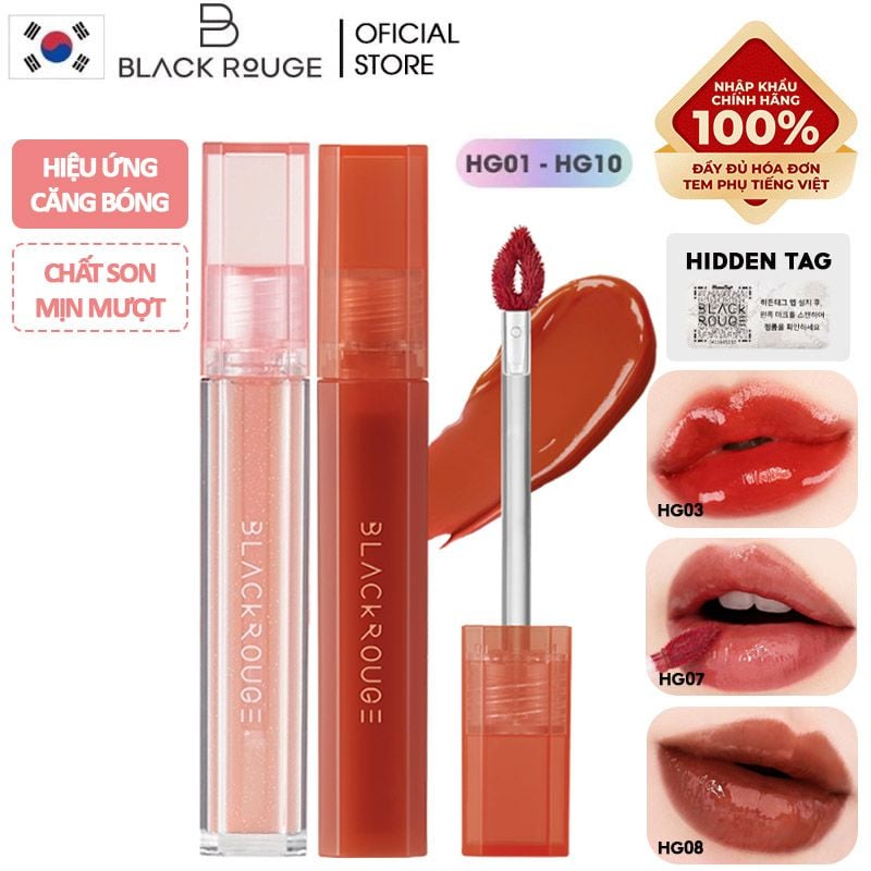 [Màu HG01 - HG10] Son Tint Bóng Black Rouge Siêu Lì Có Màu Son Half N Half Water Glow 3.5g