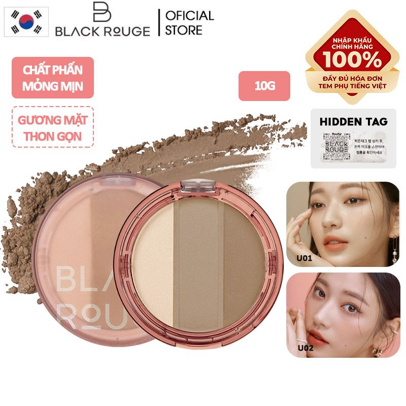 Phấn Highlight Và Tạo Khối Black Rouge Up And Down Triple Contouring 10g