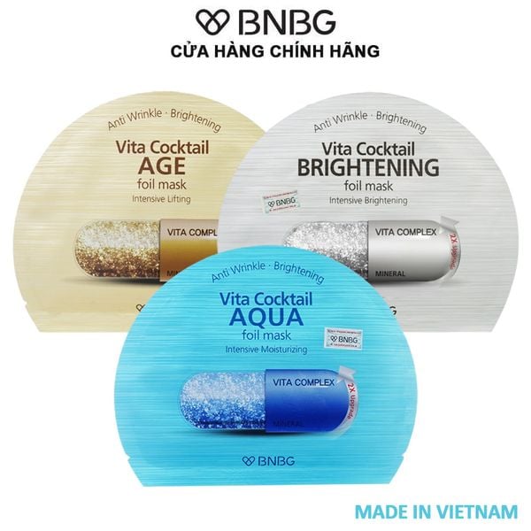 Mặt Nạ Lá Nguyên Khối BNBG Hỗ Trợ Dưỡng Trắng, Cấp Ẩm Vita Cocktail Foil Mask 30ml 