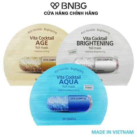 Mặt Nạ Lá Nguyên Khối BNBG Hỗ Trợ Dưỡng Trắng, Cấp Ẩm Vita Cocktail Foil Mask 30ml