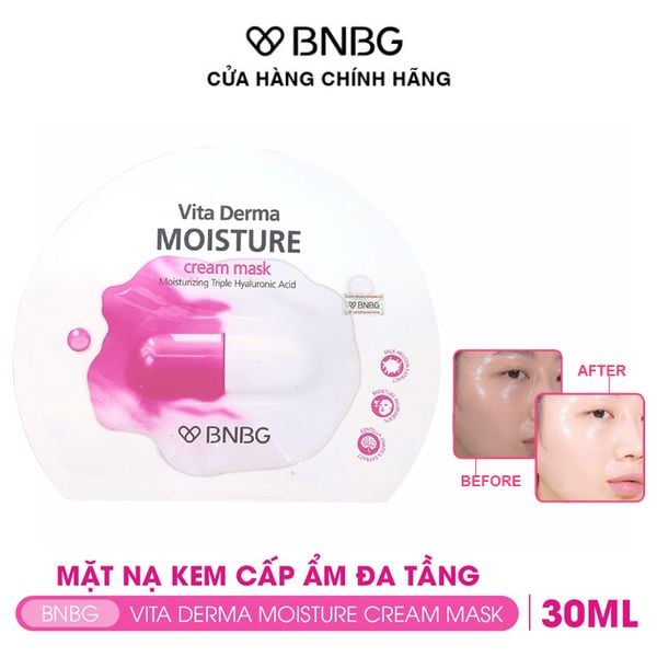  Mặt Nạ Kem BNBG Dưỡng Da Ẩm Mịn, Giúp Da Trắng Hồng Vita Derma Moisture Cream Mask 30ml 