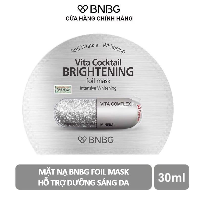 Mặt Nạ Lá Nguyên Khối Hỗ Trợ Dưỡng Trắng BNBG Vita Cocktail Foil Mask 30ml