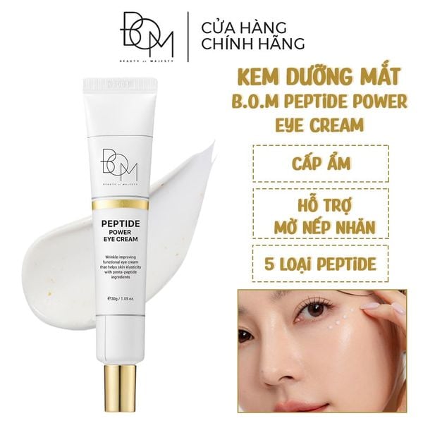  Kem Dưỡng Mắt B.O.M Cấp Ẩm, Hỗ Trợ Mờ Nếp Nhăn Peptide Power Eye Cream 30g 