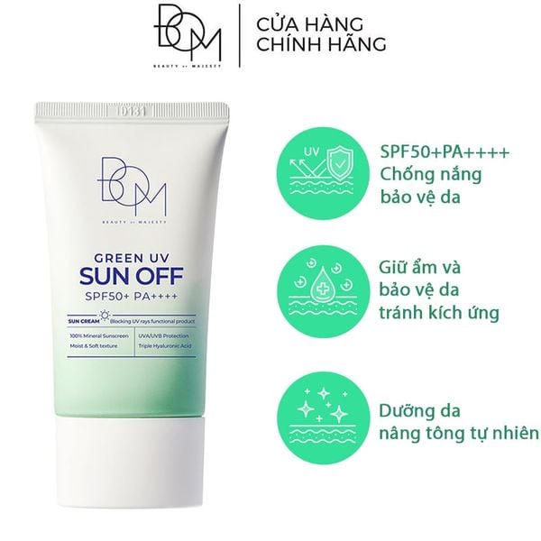  Kem Chống Nắng B.O.M Dưỡng Ẩm Nhẹ Dịu Cho Mọi Loại Da Green UV Sun Off SPF50+/PA++++ 50ml 