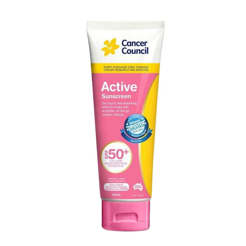 Kem Chống Nắng Năng Động Bảo Vệ Da Khỏi Tia UV Cancer Council Active Sunscreen SPF50+/PA++++ #SENSITIVE 110ml