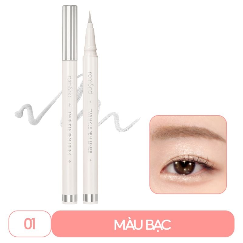 Bút Nhũ Mắt Dạng Gel, Kẻ Bọng Mắt Ánh Nhũ Lấp Lánh, Lâu Trôi Romand Twinkle Pen Liner 0.5g