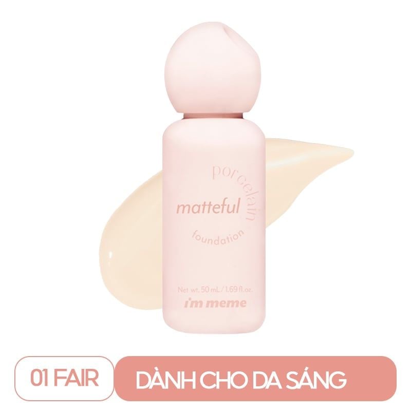 Kem Nền Che Phủ Tự Nhiên, Mỏng Mịn, Lâu Trôi I'm Meme Matteful Porcelain Foundation SPF 30/PA+++  50ml