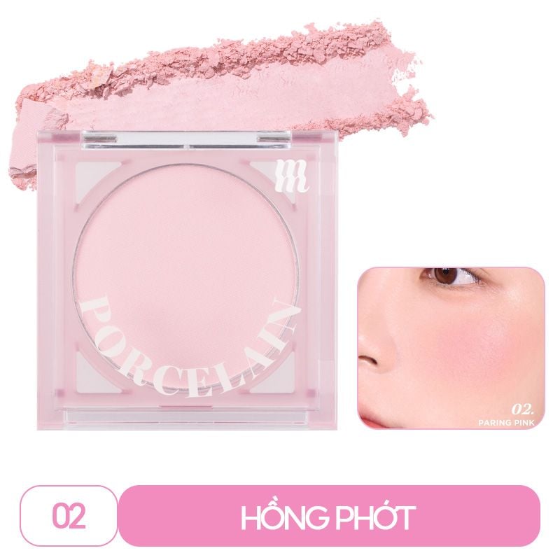 Phấn Má Hồng Dạng Nén Chuẩn Màu, Lâu Trôi Merzy Porcelain Cheek Blusher 4.2g