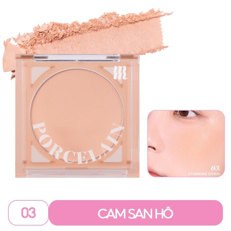 Phấn Má Hồng Dạng Nén Chuẩn Màu, Lâu Trôi Merzy Porcelain Cheek Blusher