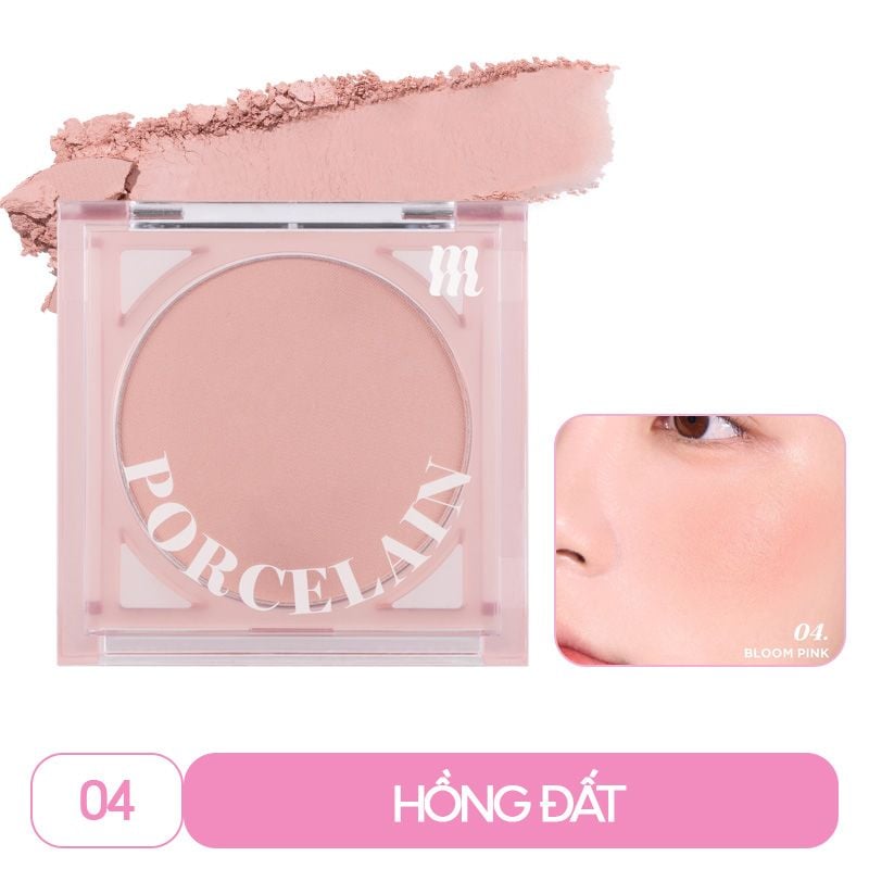 Phấn Má Hồng Dạng Nén Chuẩn Màu, Lâu Trôi Merzy Porcelain Cheek Blusher 4.2g
