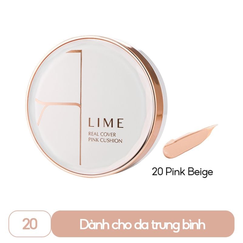 Phấn Nước Kiềm Dầu, Che Phủ Cao LIME Real Cover Pink Cushion SPF 50+/PA+++ 20g