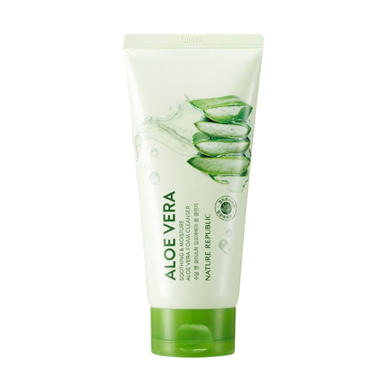 Sữa Rửa Mặt Tạo Bọt Làm Sạch Sâu, Dưỡng Ẩm Chiết Xuất Lô Hội Nature Republic Soothing & Moisture Aloe Vera Foam Cleanser 150ml