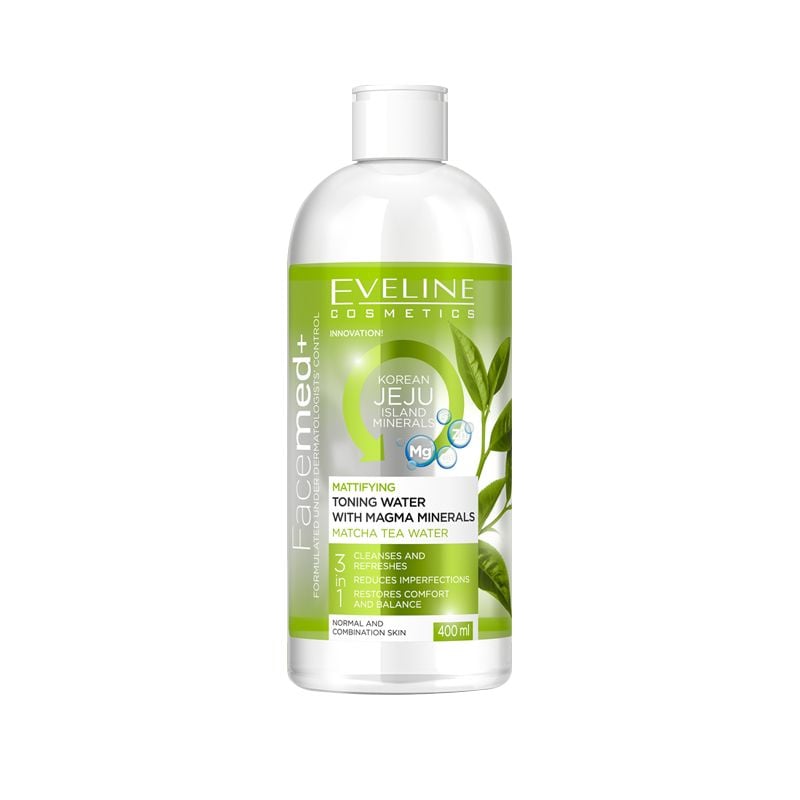 Nước Hoa Hồng Eveline Kiểm Soát Dầu Nhờn Facemed+ Mattifying Toning Water With Magma Minerals 400ml