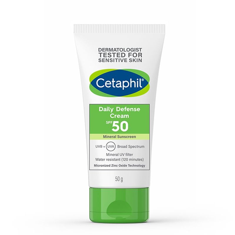 Kem Chống Nắng Cetaphil Dưỡng Ẩm 2in1 Cho Da Thiên Dầu, Nhạy Cảm Daily Defense Cream SPF50 UVB+UVA 50g