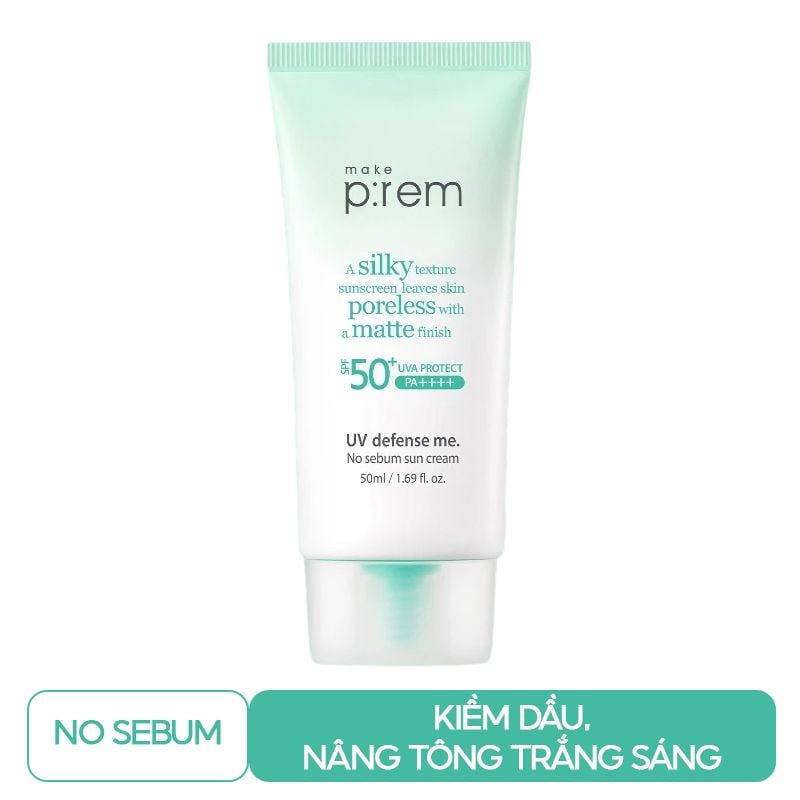 Kem Chống Nắng Nâng Tone, Kiềm Dầu, Dưỡng Ẩm Make P:rem UV Defense Me Sun Cream SPF50+/PA++++ 50ml
