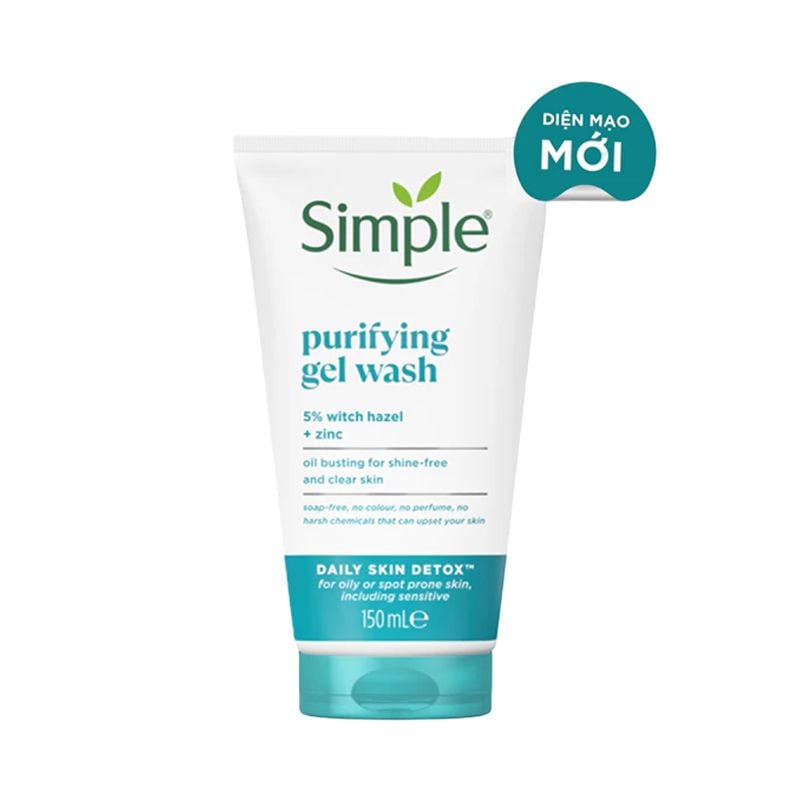 Gel Rửa Mặt Simple Không Chứa Xà Phòng Kiềm Dầu, Ngừa Mụn Cho Da Nhạy Cảm Purifying Gel Wash 150ml