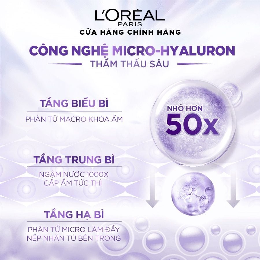 Serum L'Oreal Tinh Chất Cấp Ẩm, Cải Thiện Nếp Nhăn L'Oreal Revitalift 1.5% Hyaluronic Acid Serum