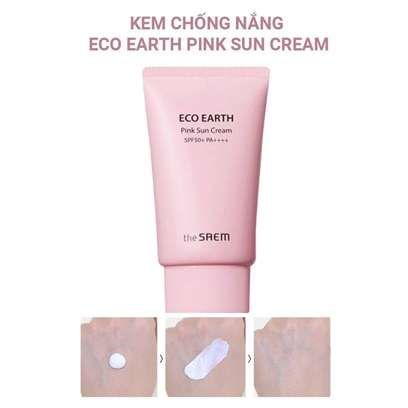 [50g] Kem Chống Nắng Kiềm Dầu, Nâng Tone Cho Da Sáng Hồng The Saem Pink Sun Cream SPF50+/PA++++
