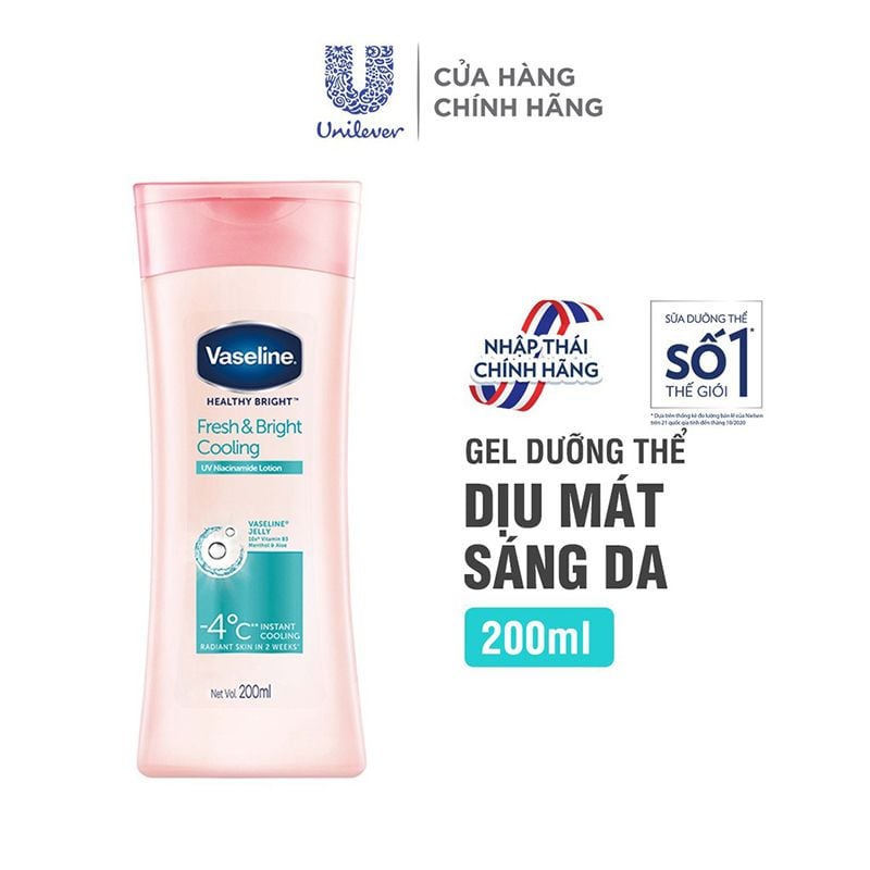 Sữa Dưỡng Thể Body Vaseline Dưỡng Sáng Da, Dưỡng Ẩm Toàn Thân Healthy Bright