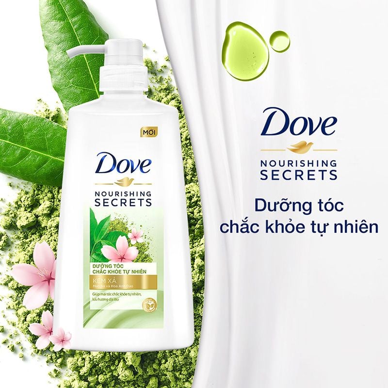 Kem Xả Dưỡng Tóc Chắc Khỏe Tự Nhiên Matcha Và Hoa Anh Đào Dove Nourishing Secret 610g