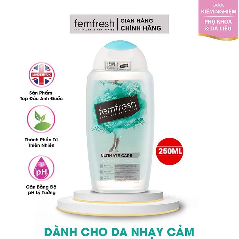 Dung Dịch Vệ Sinh Phụ Nữ Dành Cho Da Nhạy Cảm Femfresh Pure & Fresh Wash 250ml (Che tên sản phẩm khi giao hàng)