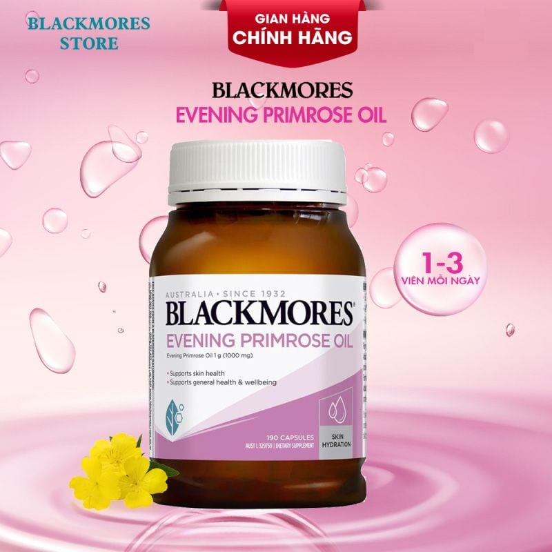 [190 Viên/Lọ] Viên Hỗ Trợ Cân Bằng Nội Tiết Tố, Làm Đẹp Da, Tóc, Móng Tinh Dầu Hoa Anh Thảo Blackmores Evening Primrose Oil