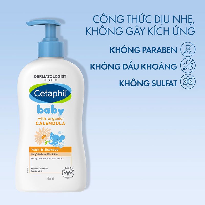 Sữa Tắm Gội Dịu Nhẹ Cho Bé Cetaphil Baby Wash & Shampoo With Organic Calendula 400ml