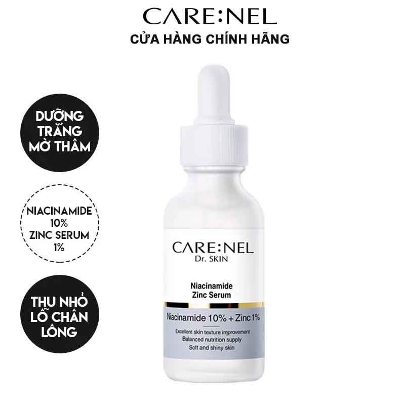 Serum Carenel Tinh Chất Dưỡng Trắng Mịn, Cải Thiện Các Khuyết Điểm Của Da Carenel Niacinamide 10% + Zinc 1% Serum 30ml