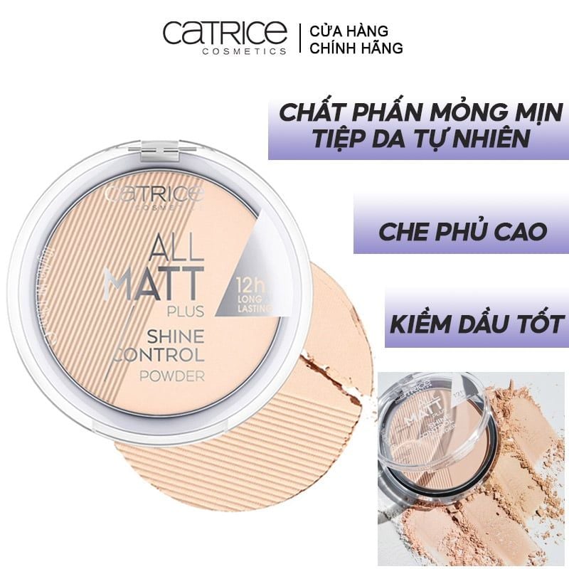 Phấn Phủ Dạng Nén Kiềm Dầu Catrice All Matt Plus Shine Control Powder #010 Transparent 10g