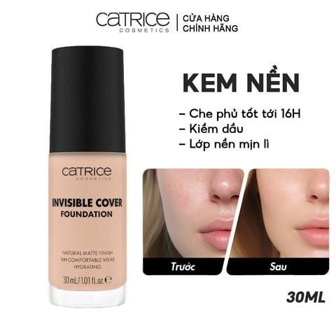 Kem Nền Catrice Kiềm Dầu, Mịn Lì Invisible Cover Foundation 30ml