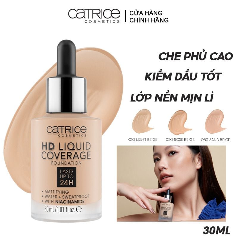 Kem Nền Kiềm Dầu, Che Phủ Tự Nhiên Catrice HD Liquid Coverage Foundation 30ml