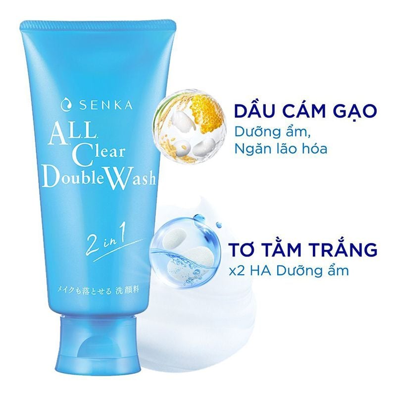 Sữa Rửa Mặt Tẩy Trang 2 In 1 Senka All Clear DoubleW 120g