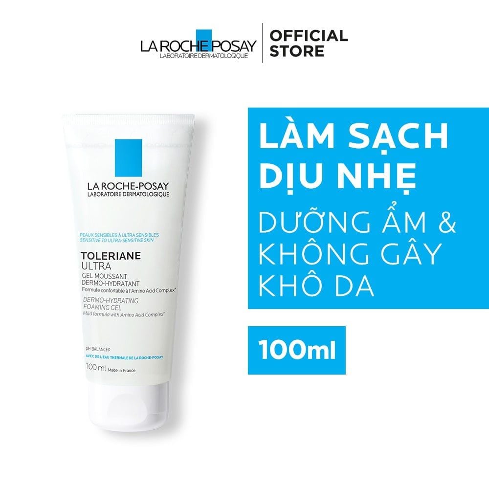 Gel Rửa Mặt Làm Sạch Dịu Nhẹ, Dưỡng Ẩm Dành Cho Da Nhạy Cảm La Roche-Posay Toleriane Ultra Dermo-Hydrating Foaming Gel Amino Acid Cleanser 100ml