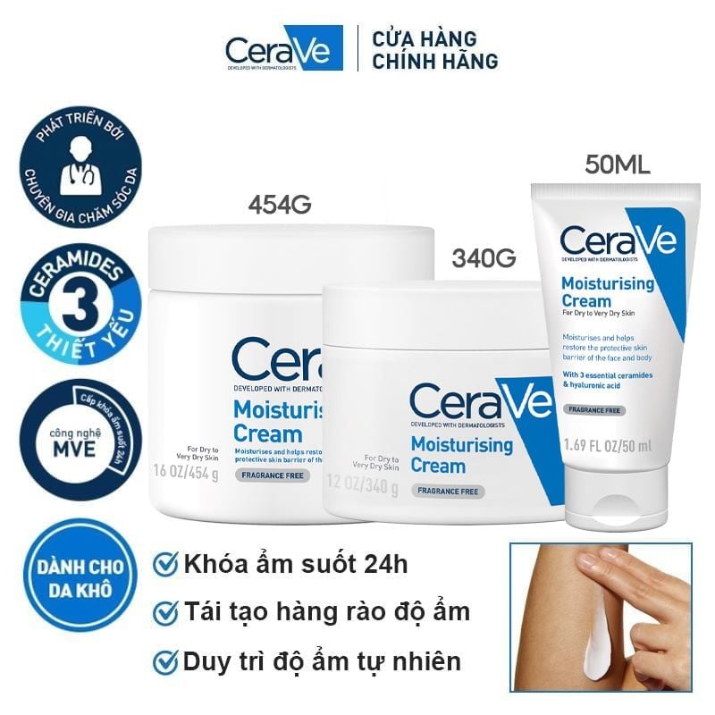 Kem Dưỡng Ẩm Cerave Dành Cho Da Khô Developed With Dermatologists Moisturising Cream