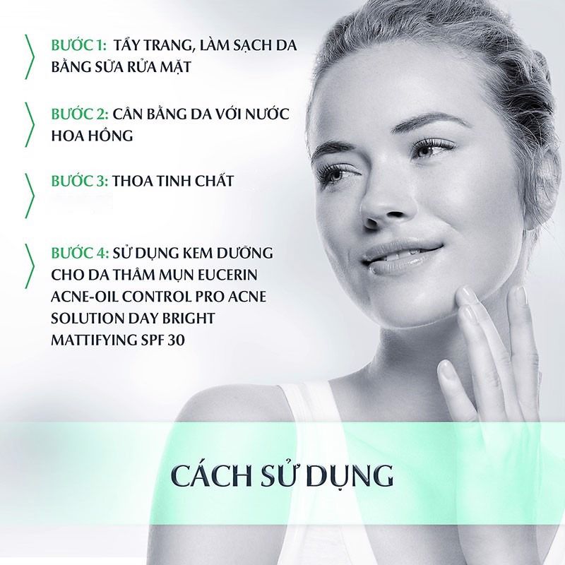Kem Dưỡng Eucerin Ban Ngày Cải Thiện Thâm Mụn, Kiểm Soát Dầu Acne-Oil Control Pro Acne Solution Day Bright Mattifying SPF30 50ml