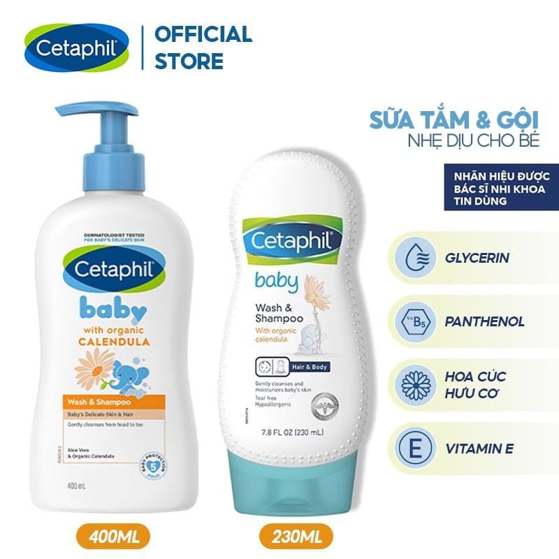 Sữa Tắm Gội Dịu Nhẹ Cho Bé Cetaphil Baby Wash & Shampoo With Organic Calendula 400ml