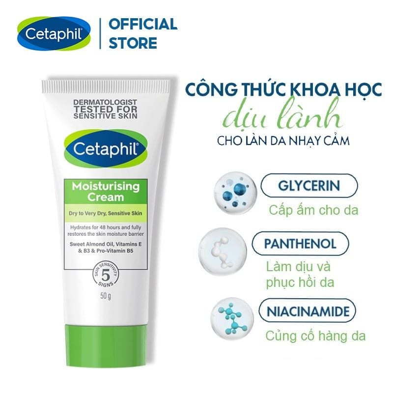 [Size 50g] Kem Dưỡng Ẩm Dịu Nhẹ, Lành Tính Cetaphil Moisturizing Cream 50g