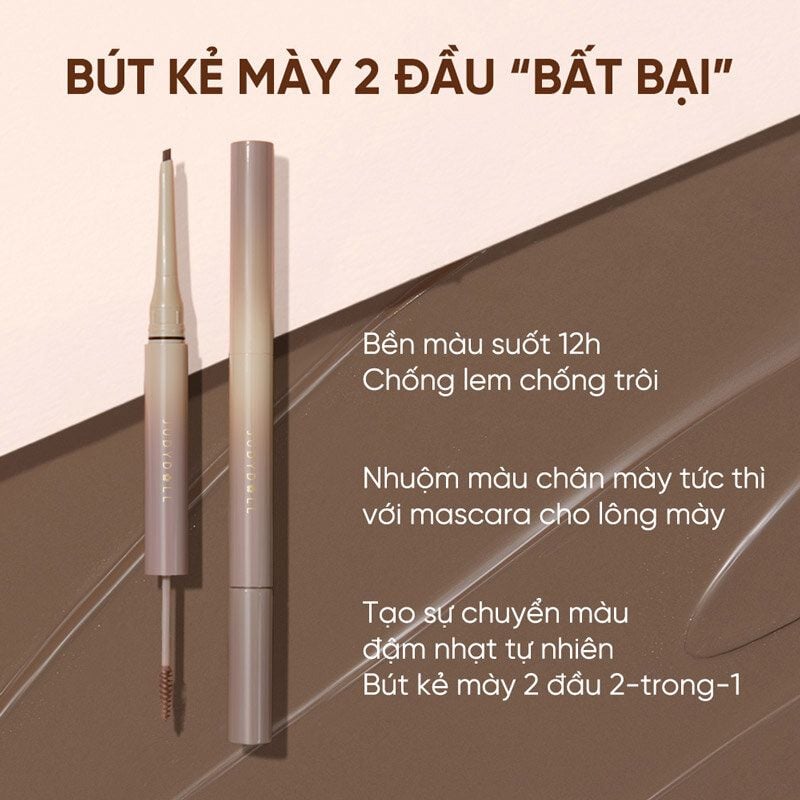 Chì Kẻ Mày 2 Đầu Sắc Nét, Lâu Trôi Judydoll Duo Eyebrow Pencil