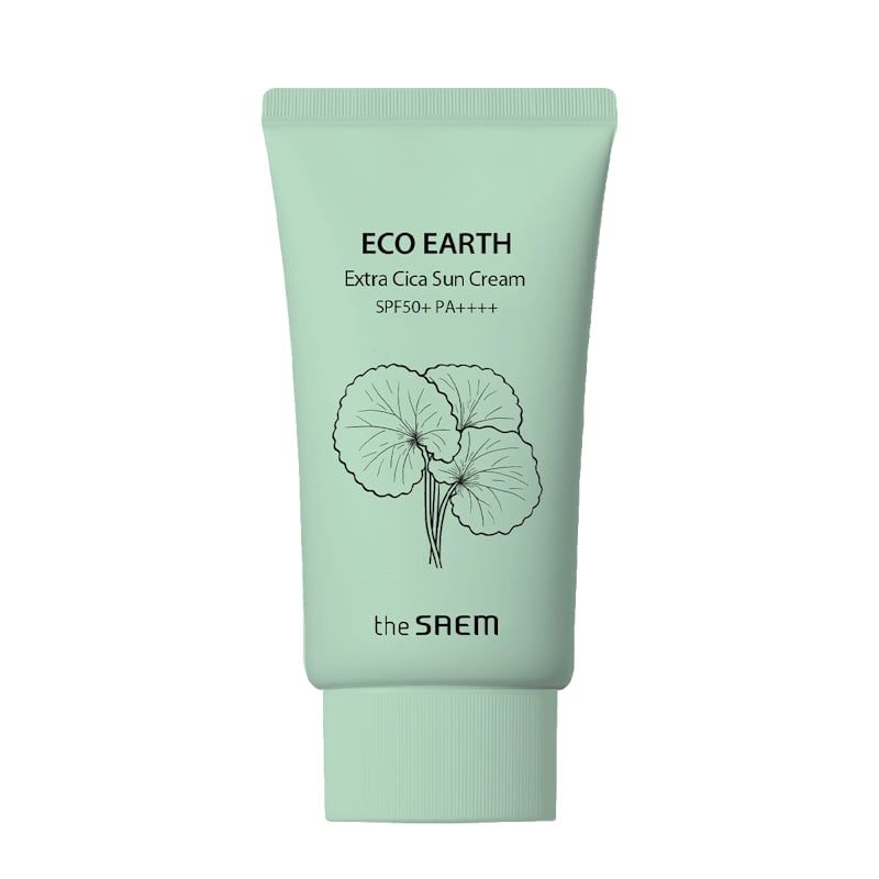 Kem Chống Nắng The Saem Nâng Tông, Cân Bằng Ẩm, Chiết Xuất Rau Má Eco Earth Extra Cica Sun Cream SPF50+/PA++++ 50g