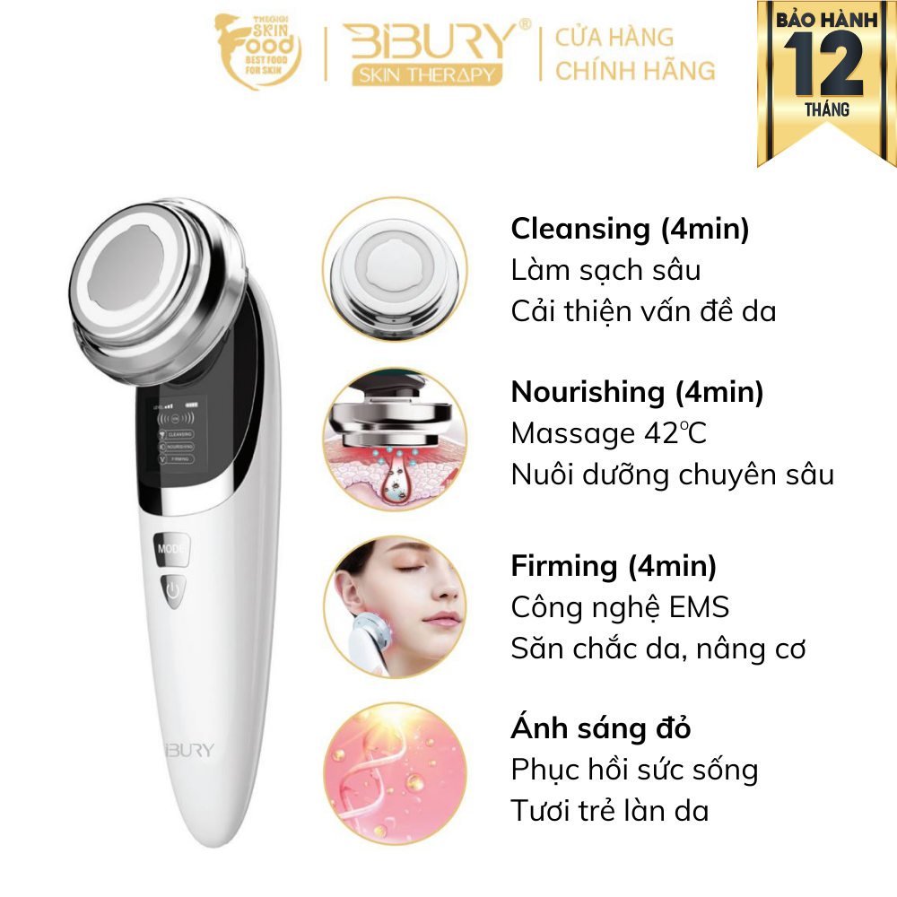 Máy Đẩy Tinh Chất, Làm Sạch, Nâng Cơ, Trẻ Hóa Làn Da Bibury Skin Therapy Facial Massage Device