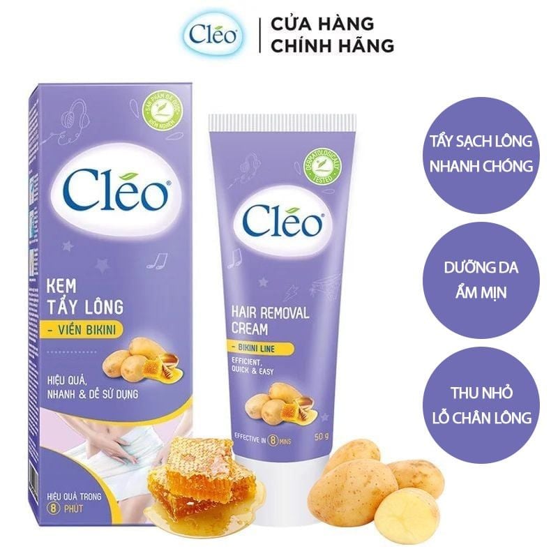 Kem Tẩy Lông Viền Bikini CLEO Từ Khoai Tây & Mật Ong Hair Removal Cream - Bikini Line 50g