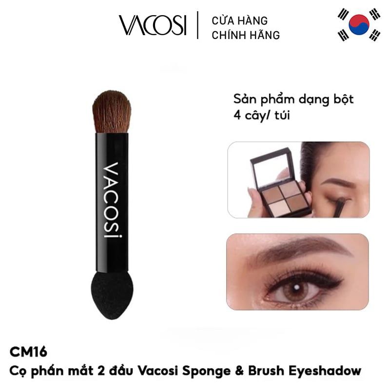 [Bịch 4 Cái] Cọ Trang Điểm Mắt 2 Đầu Tiện Lợi Vacosi Sponge & Brush Eyeshadow - CM16