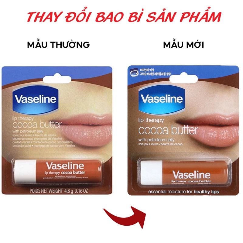 Son Thỏi Vaseline Dưỡng Ẩm, Chống Nứt Nẻ Môi Có Màu, Không Màu Lip Therapy Dạng Thỏi 4.8g