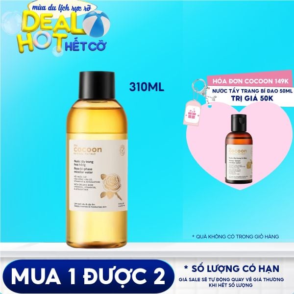 Nước Tẩy Trang Làm Sạch Sâu, Cấp Ẩm Cocoon Rose Bi-Phase Micellar Water